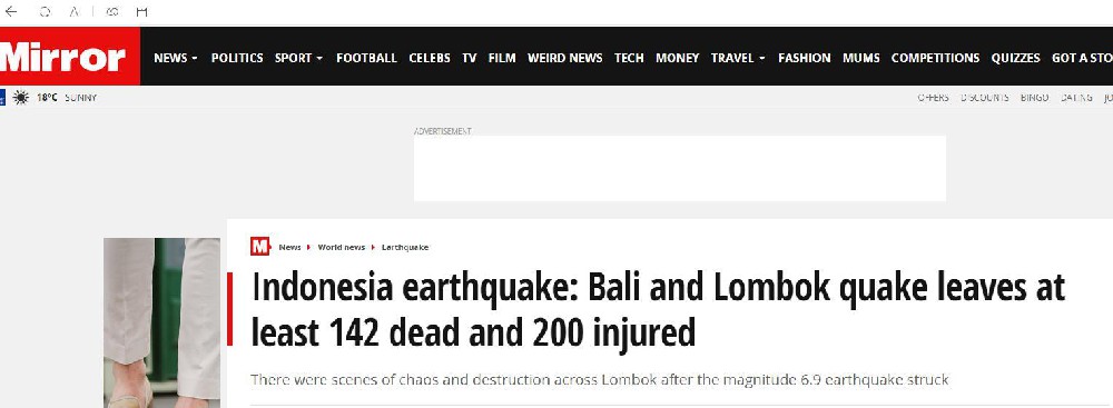 外媒：印尼龙目岛地震遇难者上升至142人 至少200伤